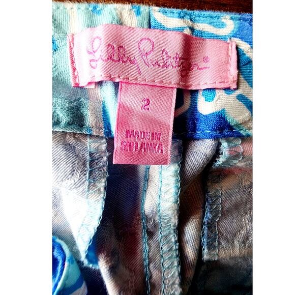 Lilly Pulitzer Textured Kelly Ankle Pants Bay Blue Into The Deep Women's Size 2 - Picture 3 of 11